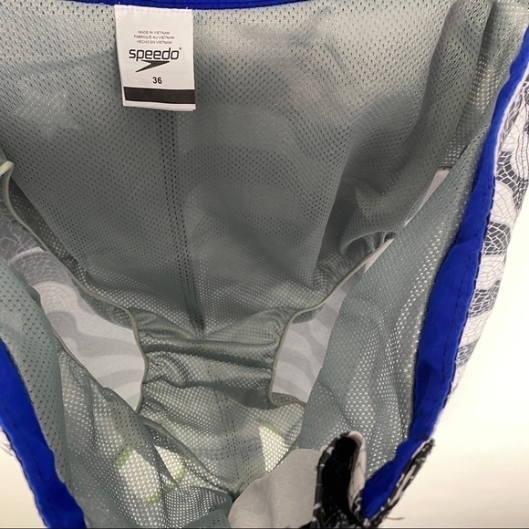 Speedo Flag Laced Front Swim Trunks Men's 36 Black Gray Mesh Lining‎ - Picture 5 of 8